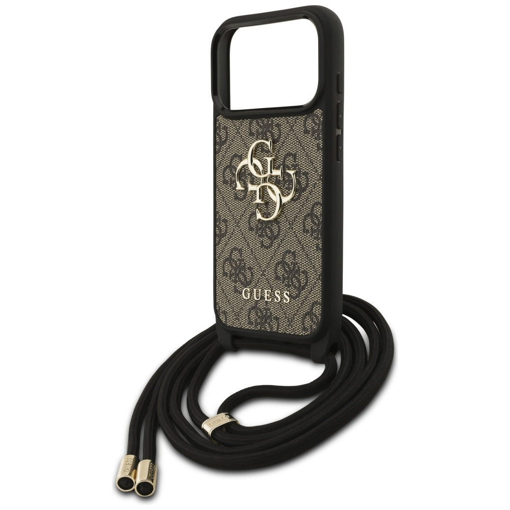 Etui til Apple iPhone 17 Pro, Guess, Crossbody Cord 4G Big Log, Brun