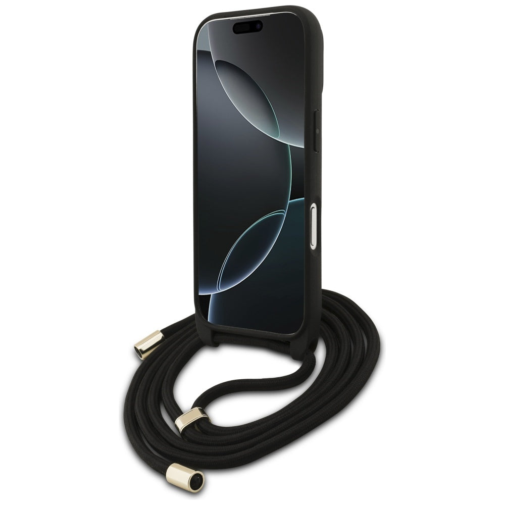 Etui til Apple iPhone 17 Pro, Guess, Crossbody Cord 4G Big Log, Brun