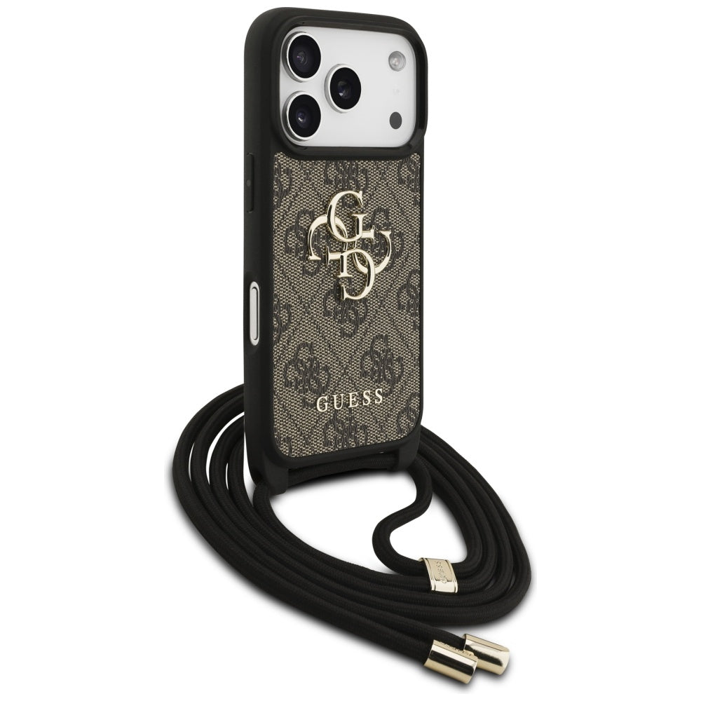 Etui til Apple iPhone 17 Pro, Guess, Crossbody Cord 4G Big Log, Brun