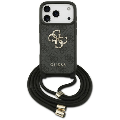 Etui til Apple iPhone 17 Pro, Guess, Crossbody Cord 4G Big Log, Sort