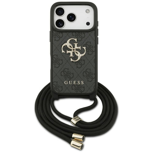 Etui til Apple iPhone 17 Pro, Guess, Crossbody Cord 4G Big Log, Sort