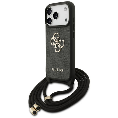 Etui til Apple iPhone 17 Pro, Guess, Crossbody Cord 4G Big Log, Sort