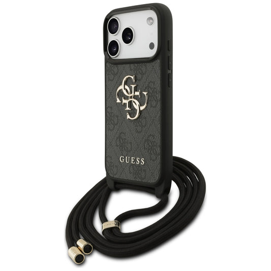 Etui til Apple iPhone 17 Pro, Guess, Crossbody Cord 4G Big Log, Sort