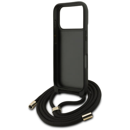 Etui til Apple iPhone 17 Pro, Guess, Crossbody Cord 4G Big Log, Sort