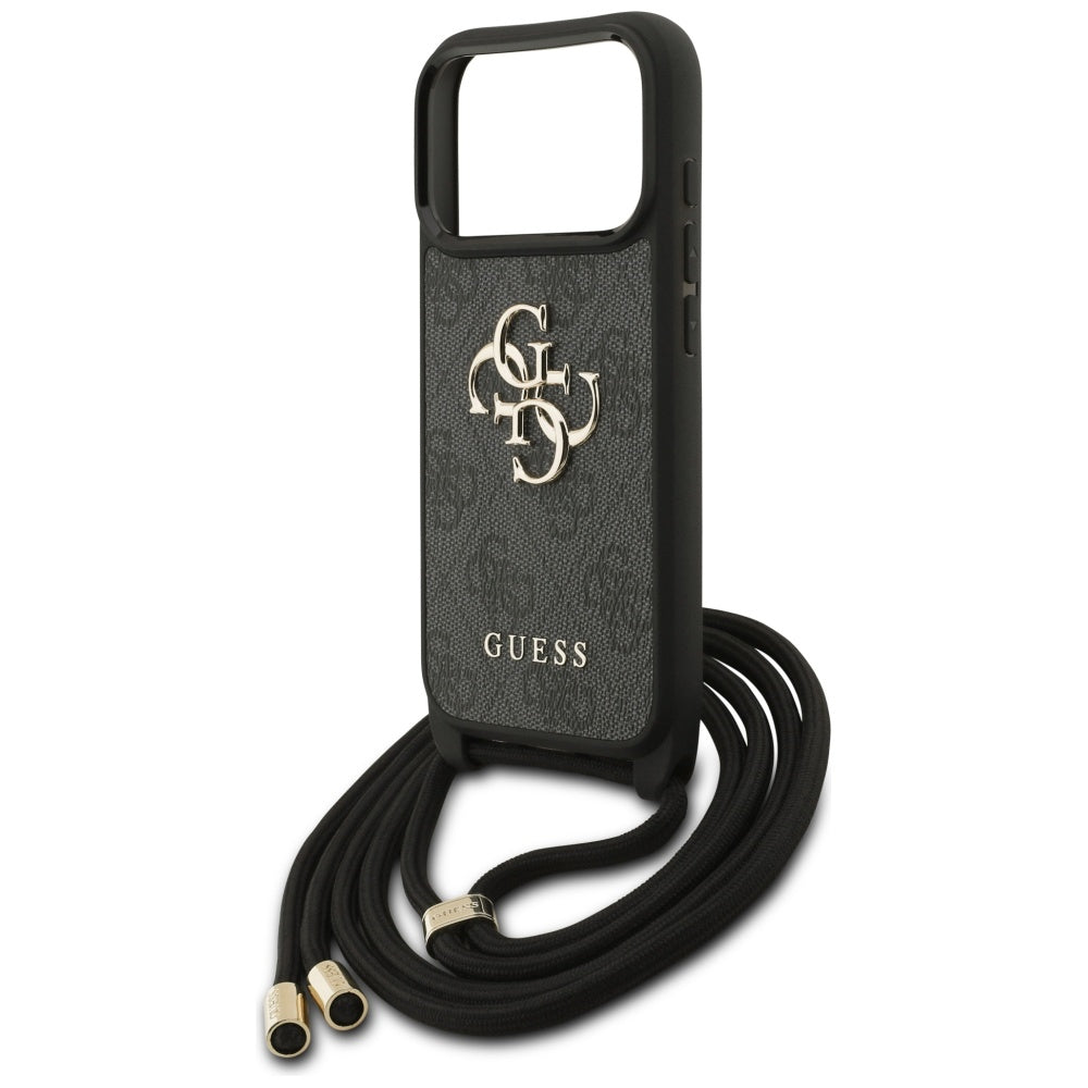 Etui til Apple iPhone 17 Pro, Guess, Crossbody Cord 4G Big Log, Sort