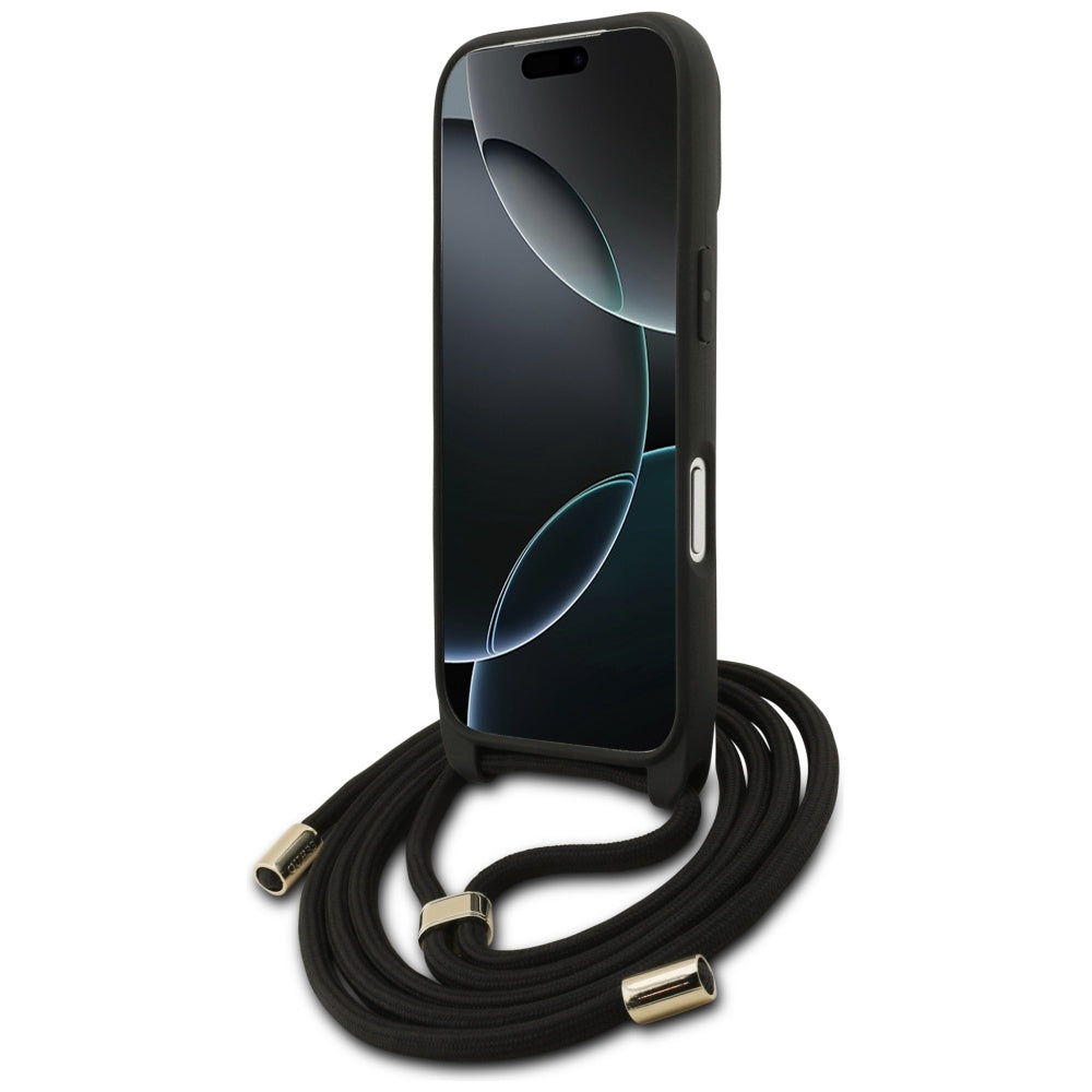 Etui til Apple iPhone 17 Pro, Guess, Crossbody Cord 4G Big Log, Sort