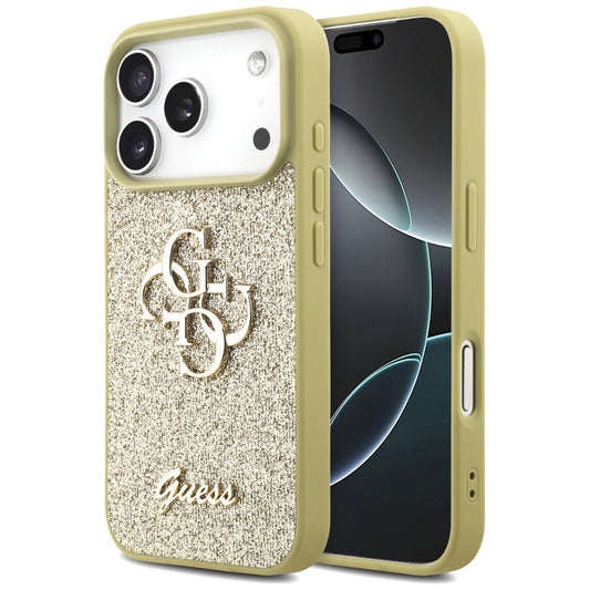 Etui til Apple iPhone 17 Pro, Guess, Fixed Glitter Big 4G, Gylden