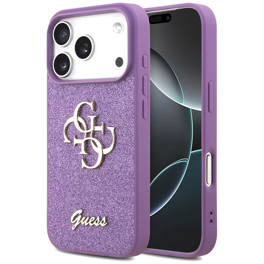 Etui til Apple iPhone 17 Pro, Guess, Fixed Glitter Big 4G, Lilla