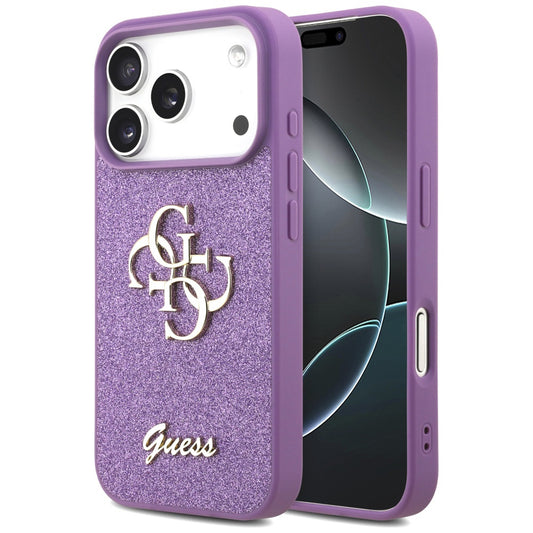 Etui til Apple iPhone 17 Pro, Guess, Fixed Glitter Big 4G, Lilla
