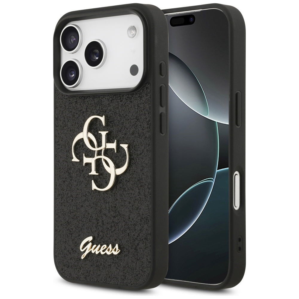 Etui til Apple iPhone 17 Pro, Guess, Fixed Glitter Big 4G, Sort