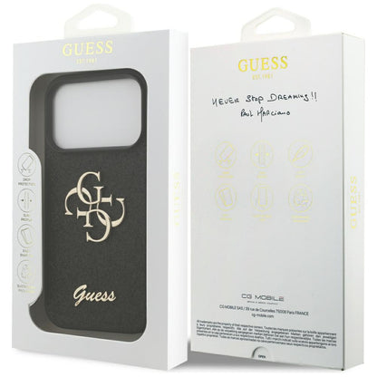 Etui til Apple iPhone 17 Pro, Guess, Fixed Glitter Big 4G, Sort