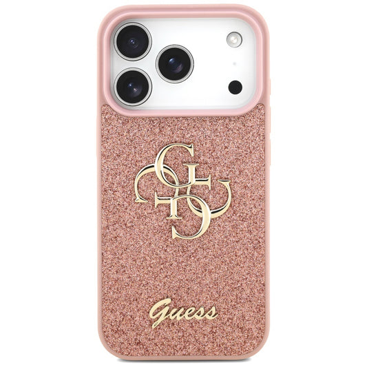 Etui til Apple iPhone 17 Pro, Guess, Fixed Glitter Big 4G, Pink