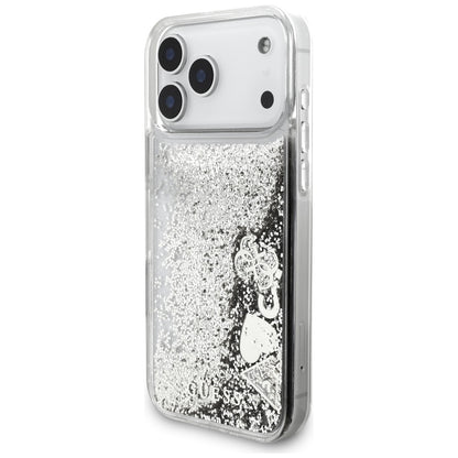 Etui til Apple iPhone 17 Pro, Guess, Liquid Glitter Charms, Sølvfarvet