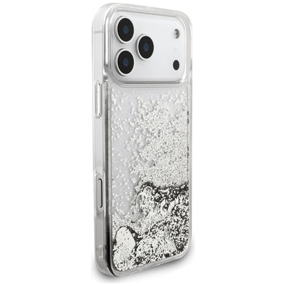 Etui til Apple iPhone 17 Pro, Guess, Liquid Glitter Charms, Sølvfarvet