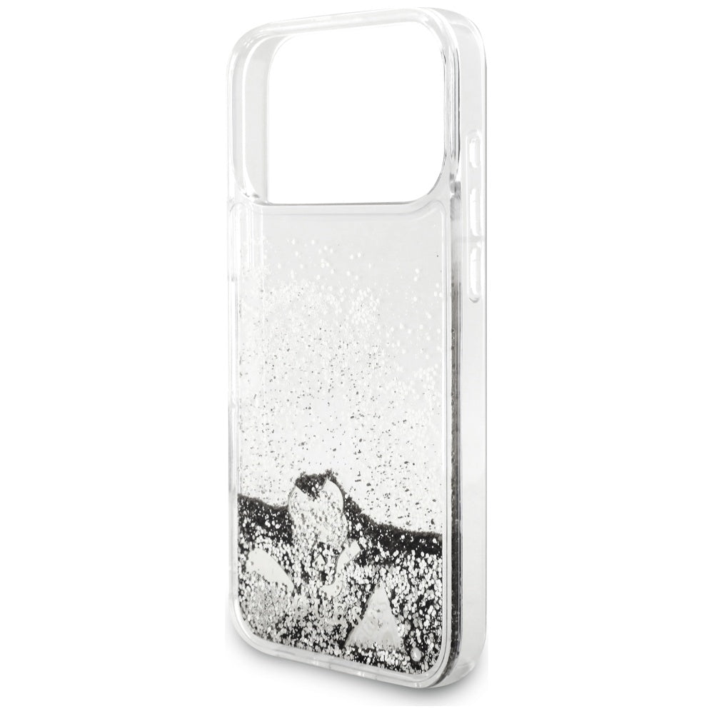 Etui til Apple iPhone 17 Pro, Guess, Liquid Glitter Charms, Sølvfarvet