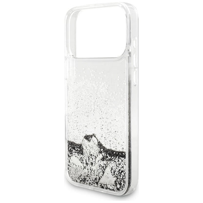Etui til Apple iPhone 17 Pro, Guess, Liquid Glitter Charms, Sølvfarvet