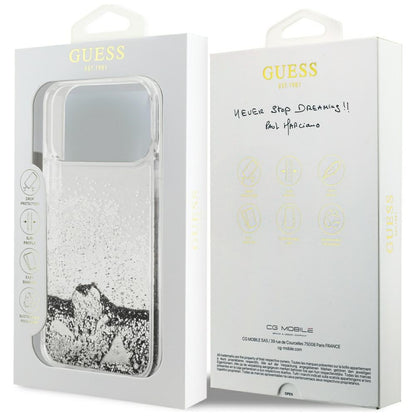 Etui til Apple iPhone 17 Pro, Guess, Liquid Glitter Charms, Sølvfarvet