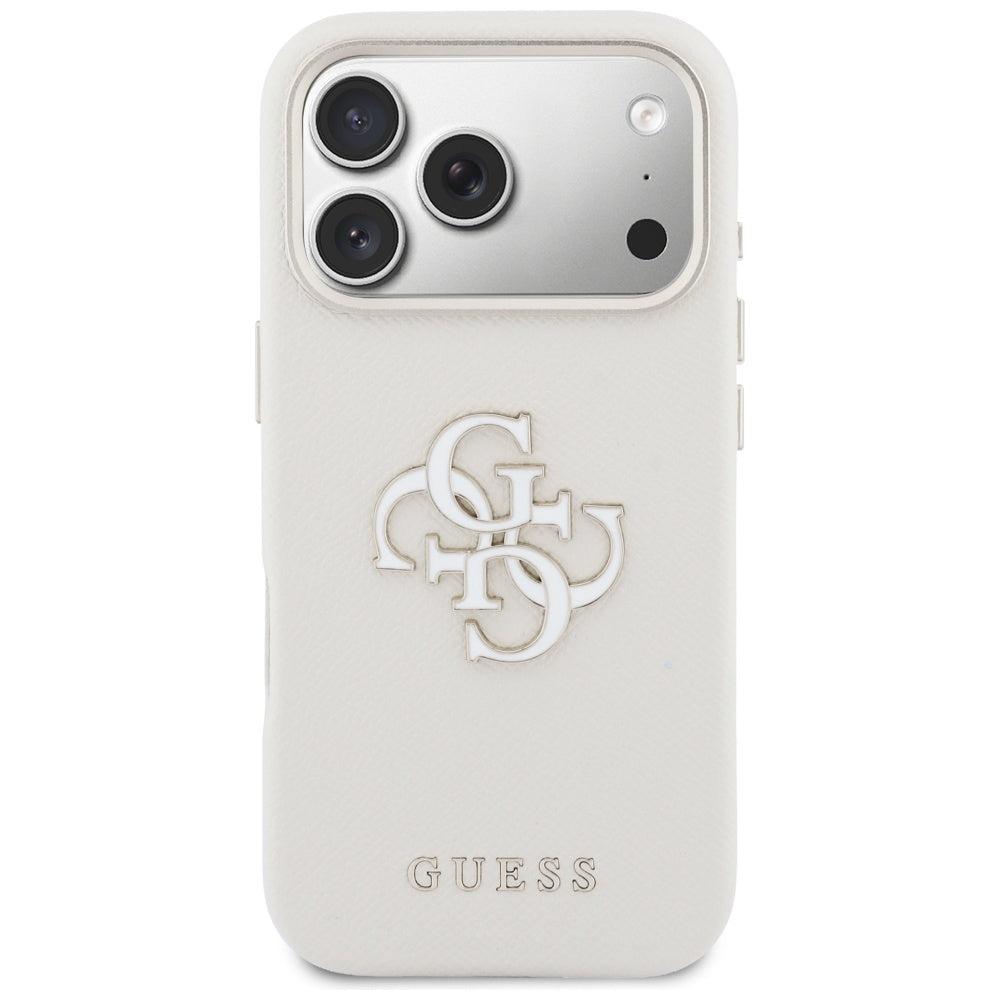 Etui til Apple iPhone 17 Pro, Guess, Resin Logo, Beige