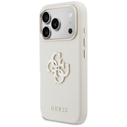 Etui til Apple iPhone 17 Pro, Guess, Resin Logo, Beige