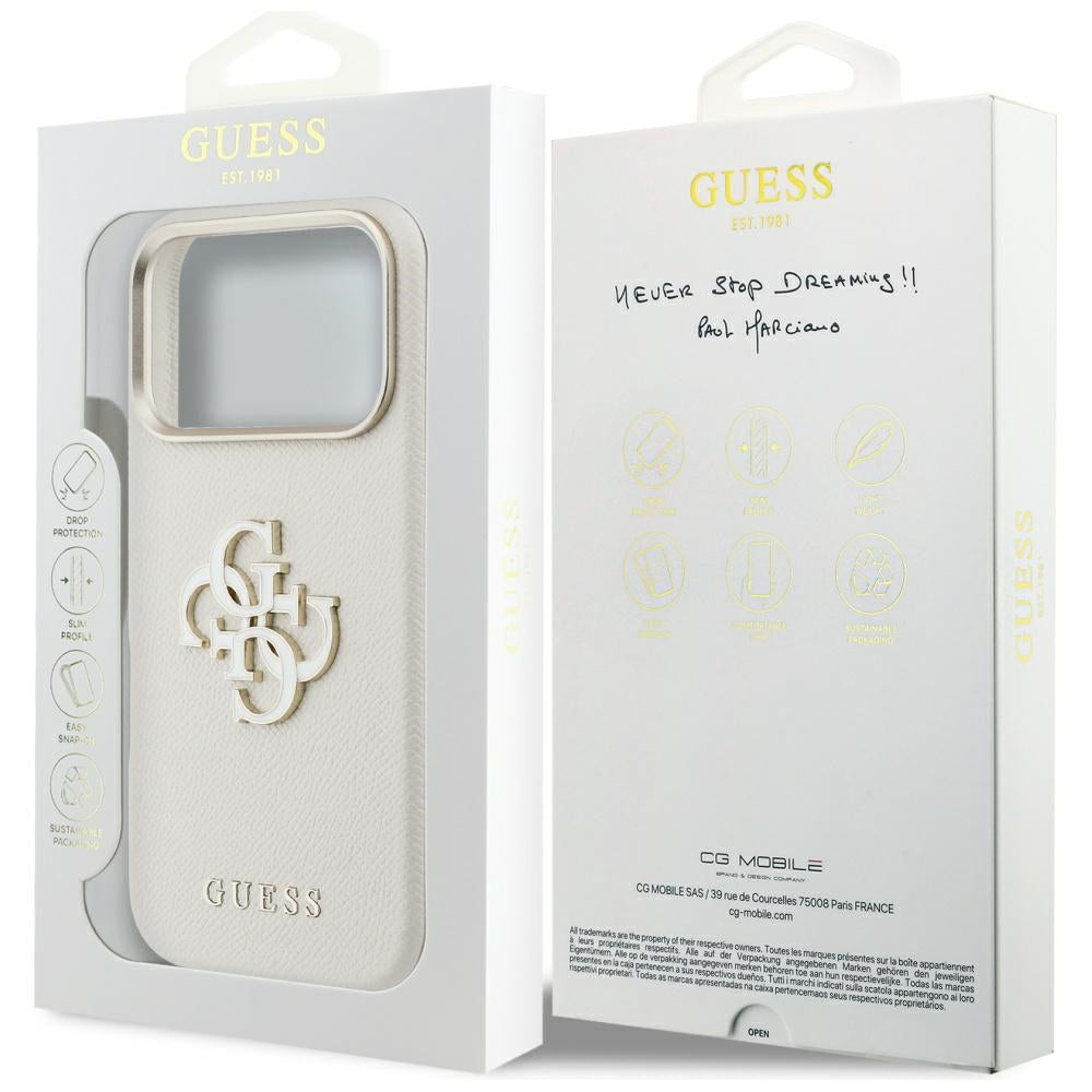 Etui til Apple iPhone 17 Pro, Guess, Resin Logo, Beige