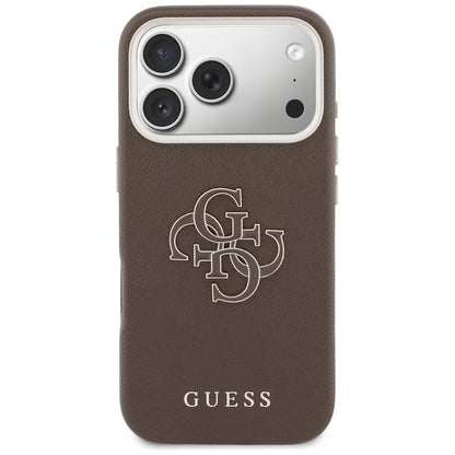 Case for Apple iPhone 17 Pro, GUESS, Resin Logo, Brown