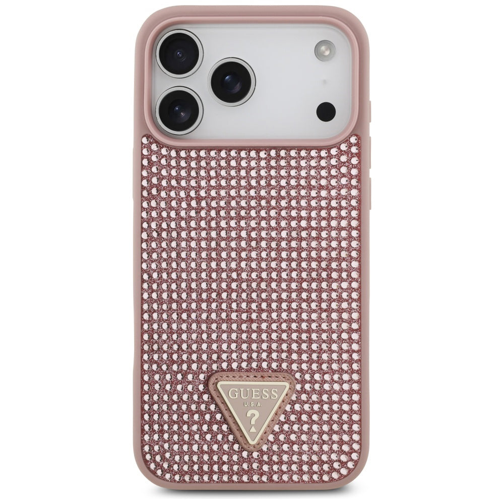 Etui til Apple iPhone 17 Pro, Guess, Rhinestone Triangle Logo, Pink