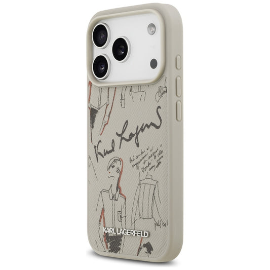 Etui til Apple iPhone 17 Pro, Karl Lagerfeld, Grained Pattern Logo, Grå