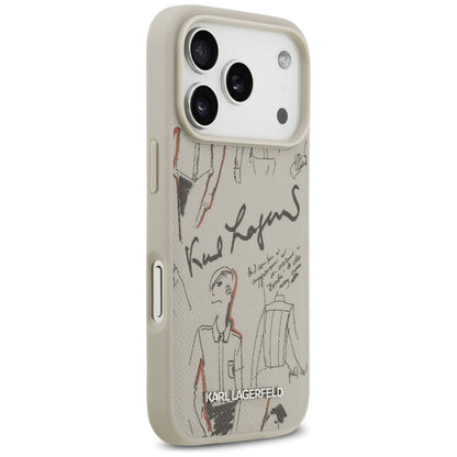 Etui til Apple iPhone 17 Pro, Karl Lagerfeld, Grained Pattern Logo, Grå