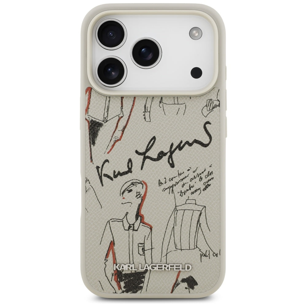 Etui til Apple iPhone 17 Pro, Karl Lagerfeld, Grained Pattern Logo, Grå