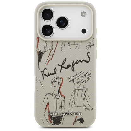 Etui til Apple iPhone 17 Pro, Karl Lagerfeld, Grained Pattern Logo, Grå