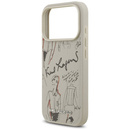Etui til Apple iPhone 17 Pro, Karl Lagerfeld, Grained Pattern Logo, Grå