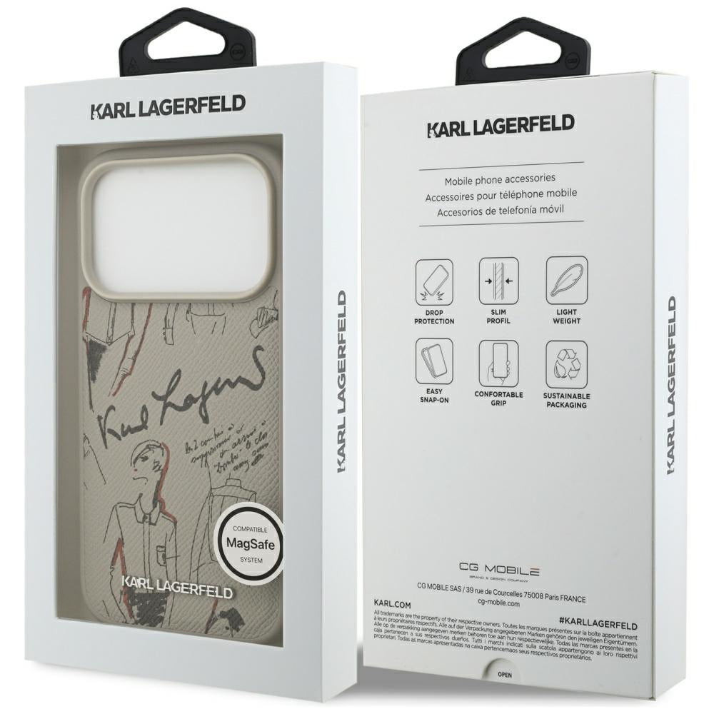 Etui til Apple iPhone 17 Pro, Karl Lagerfeld, Grained Pattern Logo, Grå
