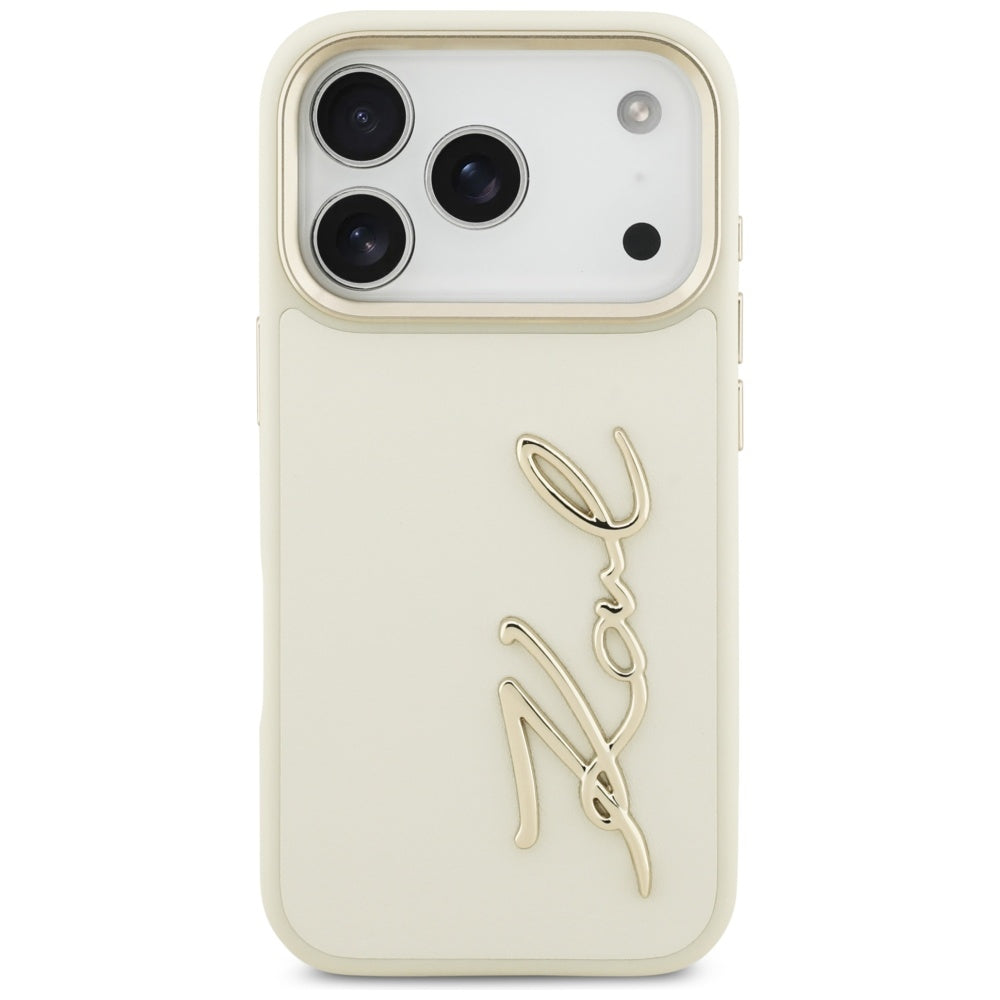 Etui til Apple iPhone 17 Pro, Karl Lagerfeld, Script Logo, Beige