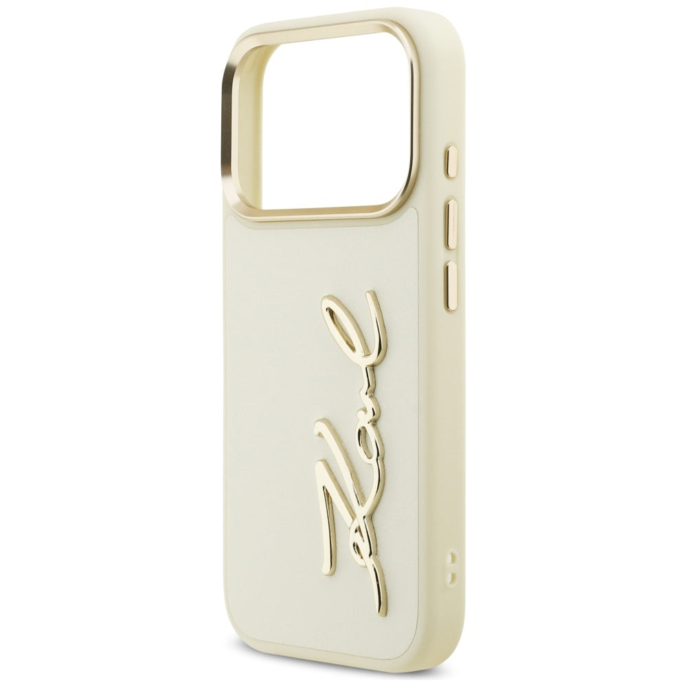 Etui til Apple iPhone 17 Pro, Karl Lagerfeld, Script Logo, Beige