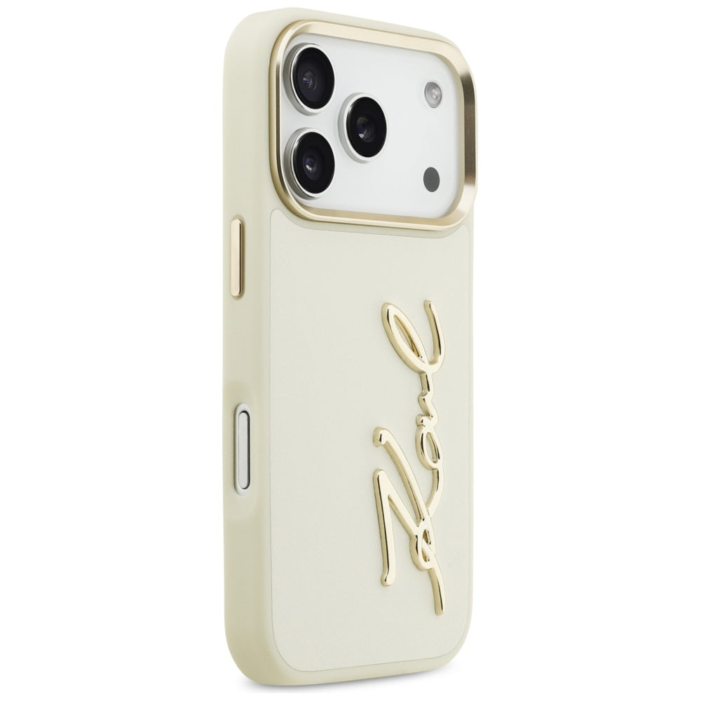 Etui til Apple iPhone 17 Pro, Karl Lagerfeld, Script Logo, Beige