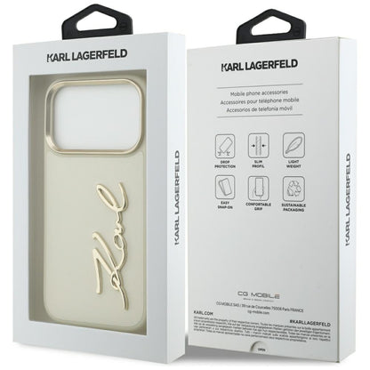 Etui til Apple iPhone 17 Pro, Karl Lagerfeld, Script Logo, Beige