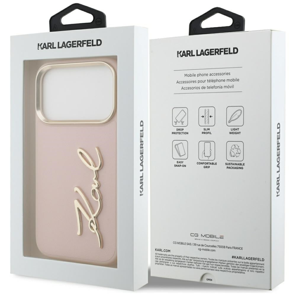 Etui til Apple iPhone 17 Pro, Karl Lagerfeld, Script Logo, Pink