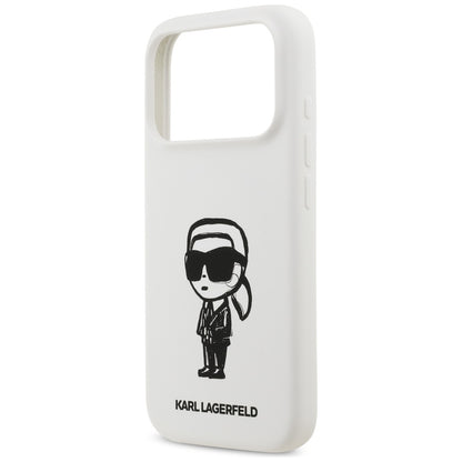 Etui til Apple iPhone 17 Pro, Karl Lagerfeld, Sketch and Logo Karl, Hvid