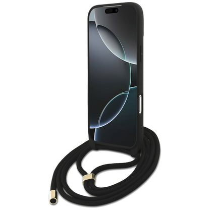 Etui til Apple iPhone 17 Pro Max, Guess, 4G CBDY Big Logo med snorestrop, Brun