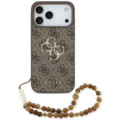 Etui til Apple iPhone 17 Pro Max, Guess, 4G Classic Logo med Perle Strop, Brun