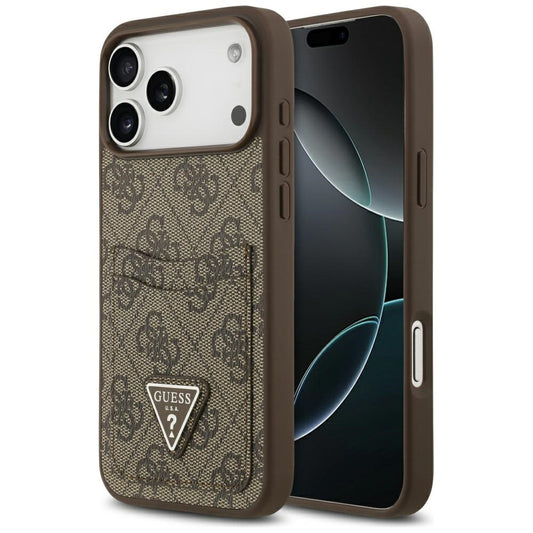 Etui til Apple iPhone 17 Pro Max, Guess, 4G Double Card Triangle, Brun