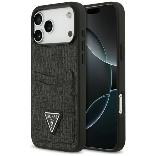 Etui til Apple iPhone 17 Pro Max, Guess, 4G Double Card Triangle, Sort