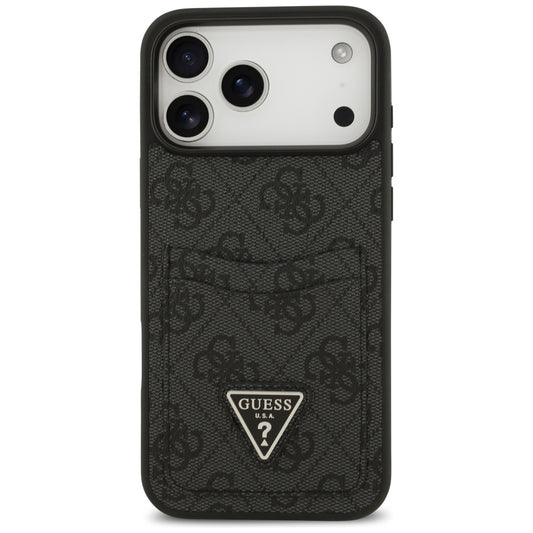 Etui til Apple iPhone 17 Pro Max, Guess, 4G Double Card Triangle, Sort