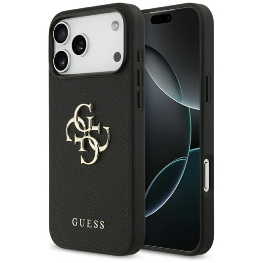 Etui til Apple iPhone 17 Pro Max, Guess, 4G Grained Big and Classic Logo, Sort