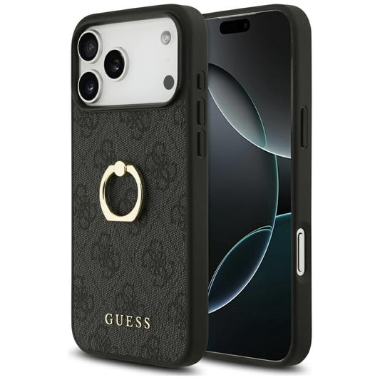 Etui til Apple iPhone 17 Pro Max, Guess, 4G Ring Stand, Sort