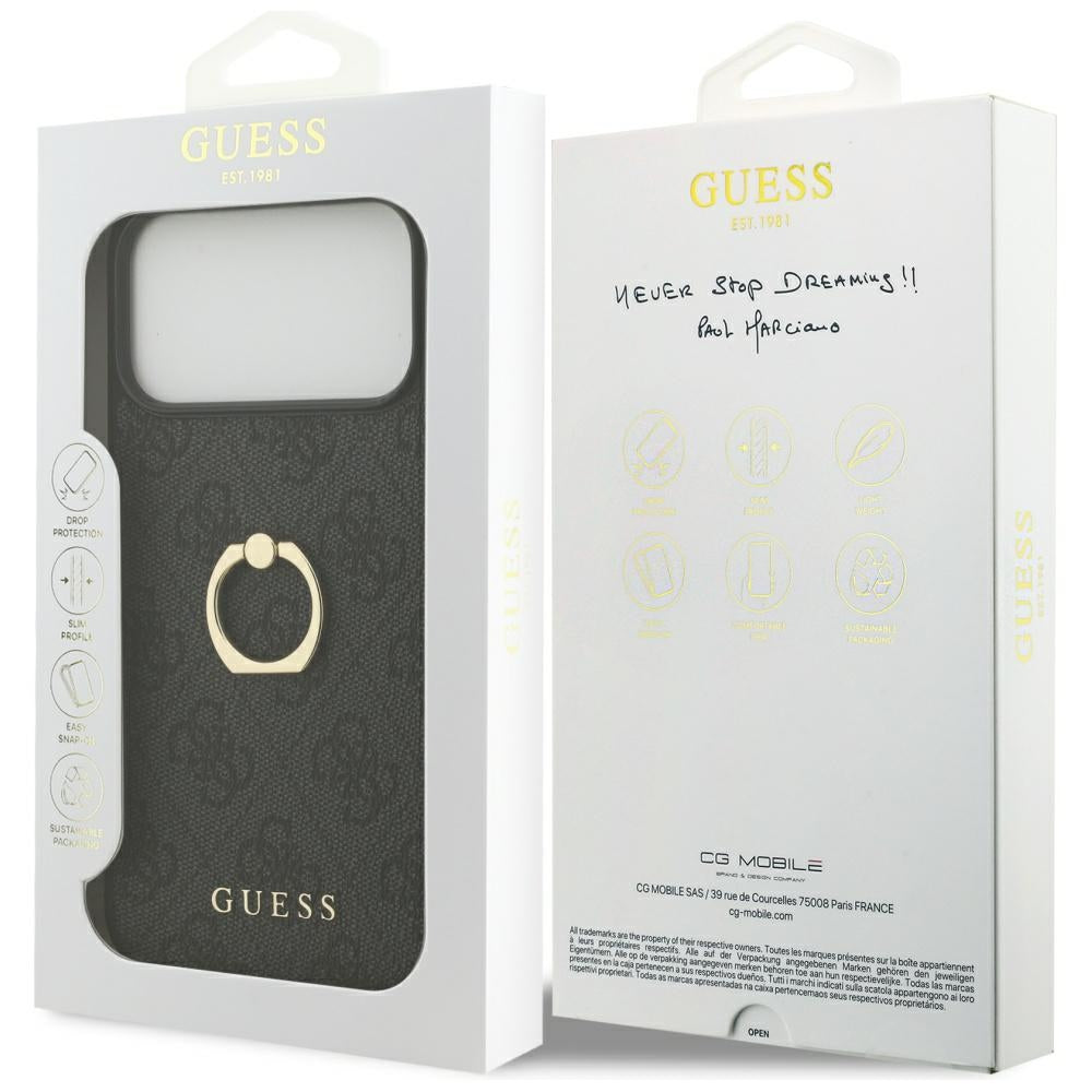Etui til Apple iPhone 17 Pro Max, Guess, 4G Ring Stand, Sort