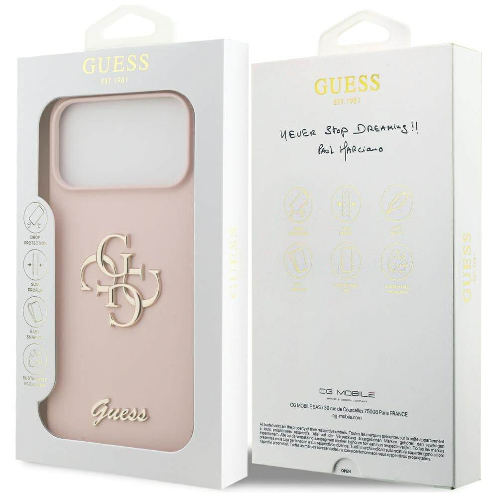 Etui til Apple iPhone 17 Pro Max, Guess, Big 4G Script, Lys Rosa