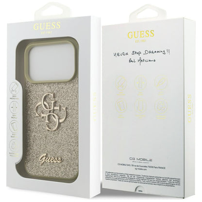 Etui til Apple iPhone 17 Pro Max, Guess, Fixed Glitter Big 4G, Gylden