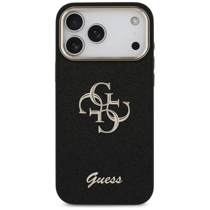 Etui til Apple iPhone 17 Pro Max, Guess, Fixed Glitter Big 4G Metal Frame, Sort