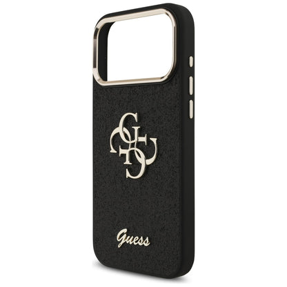 Etui til Apple iPhone 17 Pro Max, Guess, Fixed Glitter Big 4G Metal Frame, Sort